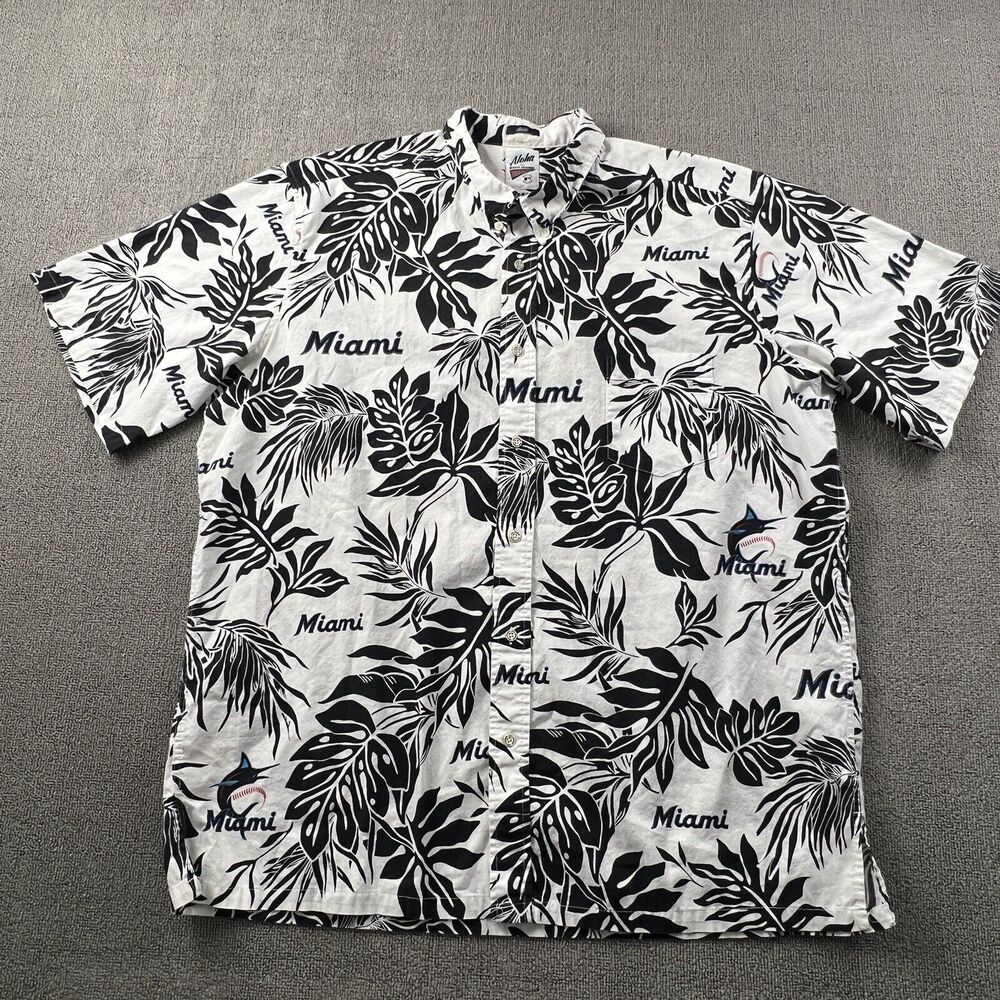 Reyn Spooner Shirt Adult 2XL XXL Button Up Short Sleeve Miami Dolphins Men's